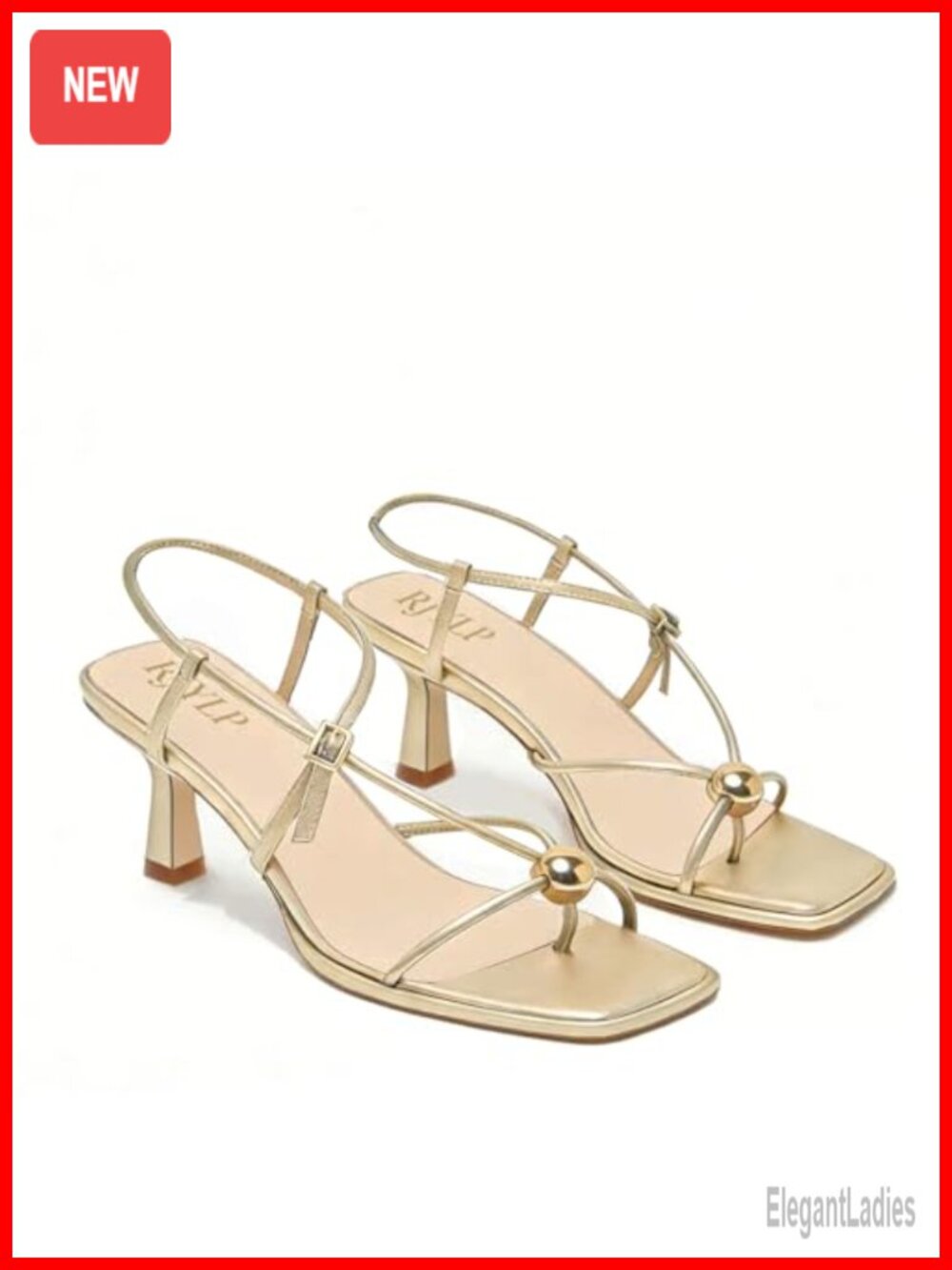 Faux Leather Square Toe Slingback Kitten Heel Dressy Sandals